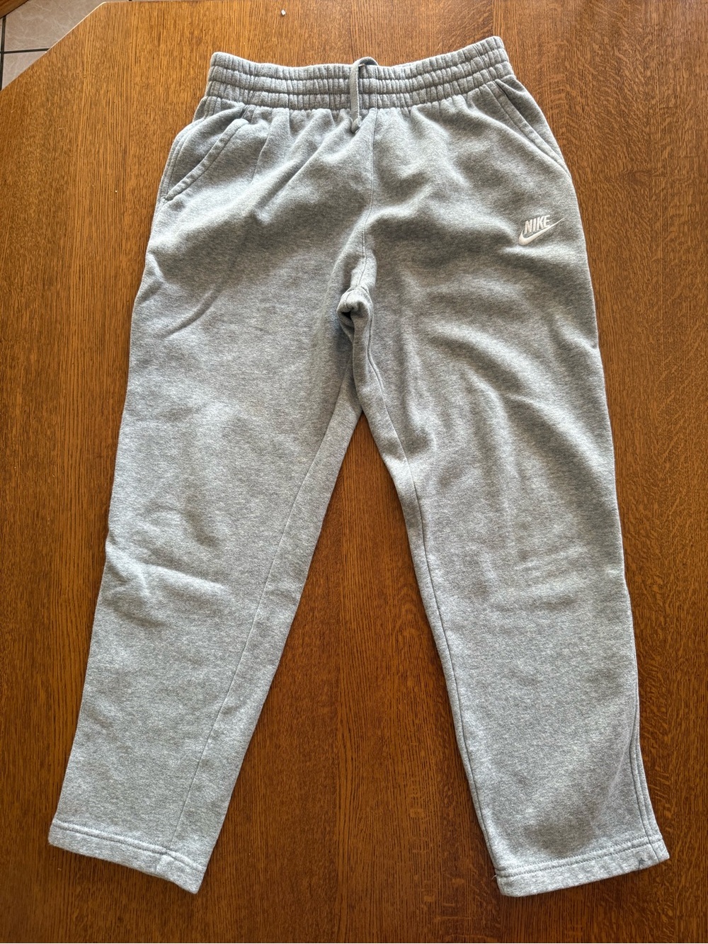 Nike YXL Grey Fleece Joggers with White Logo